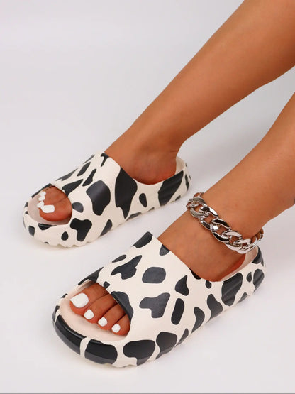 Women's Cartoon Print EVA Slippers – Round Toe, Non-Slip