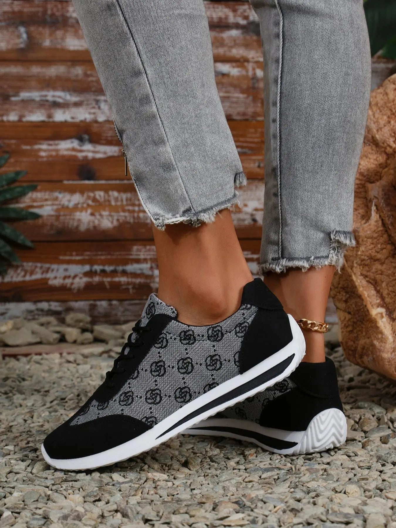 Women's Sport Floral Trainers – Lace-Up, Breathable