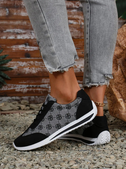 Women's Sport Floral Trainers – Lace-Up, Breathable