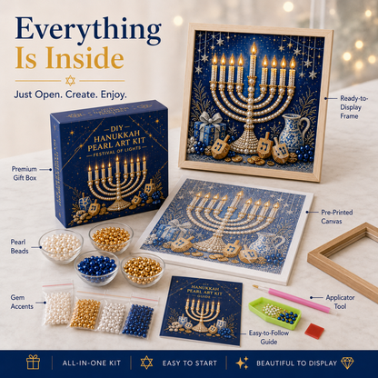 DIY Hanukkah Pearl Art Kit | 8 Festive Designs