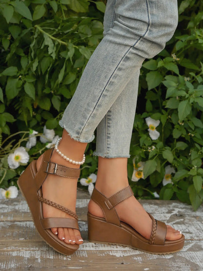 Women's Woven Wedge Sandals – Adjustable Strap