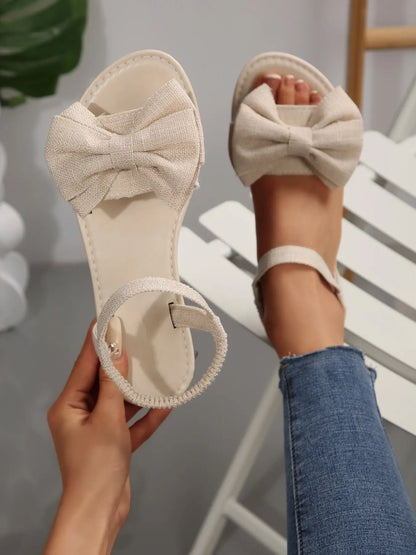 Women's Boho Sandals – Open Toe, Bow
