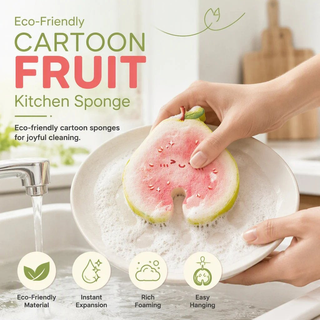 Cute fruit-shaped dishwashing sponge brush