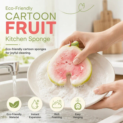 Cute fruit-shaped dishwashing sponge brush