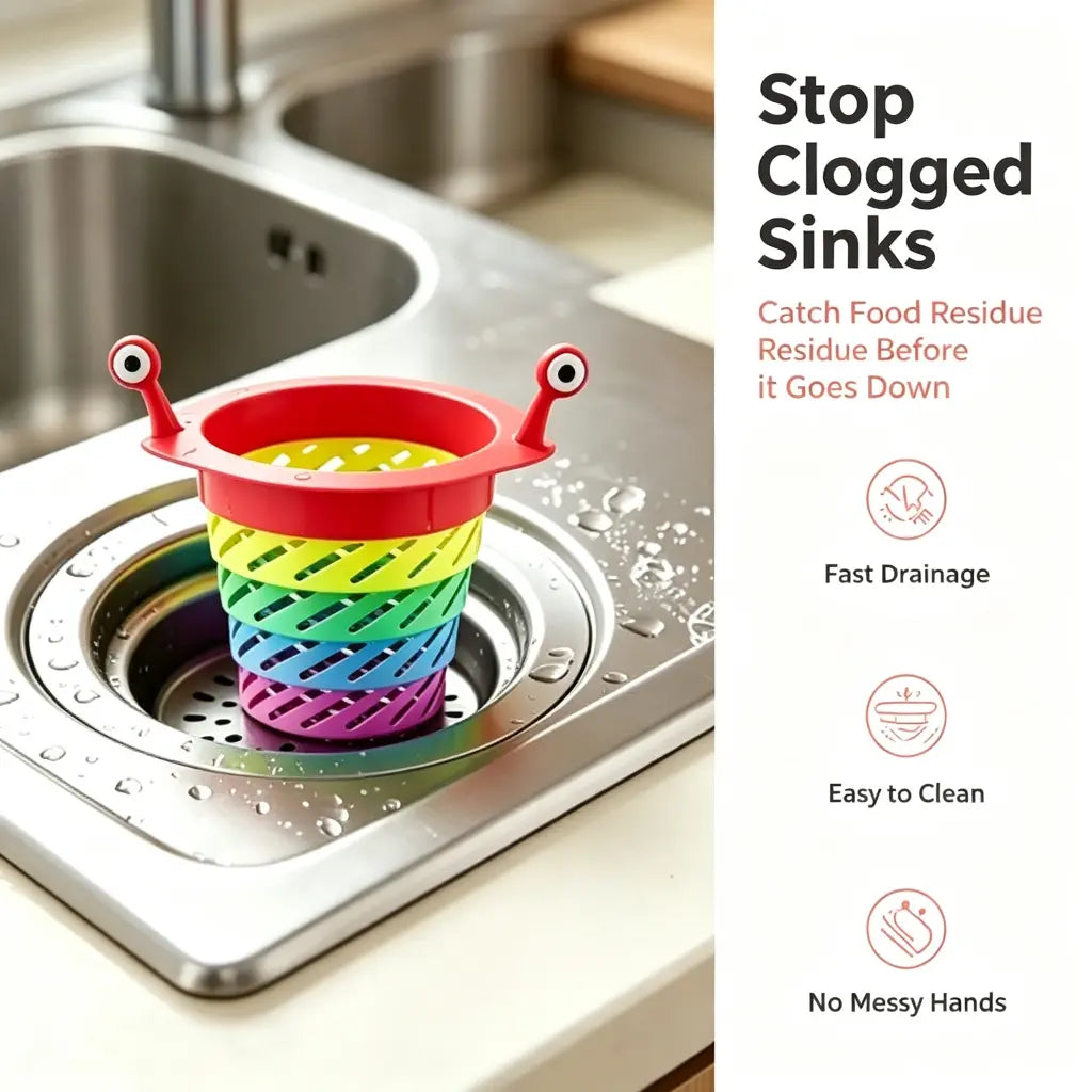 3PCS Rainbow Expandable Sink Strainer Basket, Rotatable Retractable Kitchen Sink Drain Filter