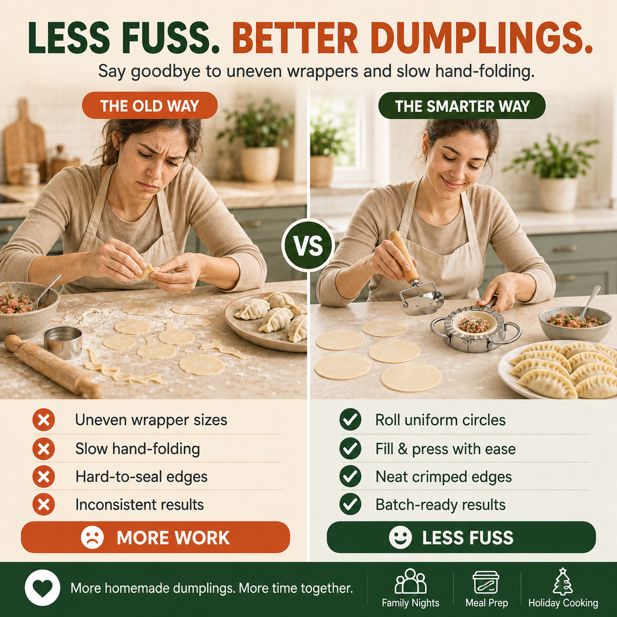 Stainless Steel Dumpling Maker & Dough Cutter Set – Roll, Fill, Press & Seal with Ease