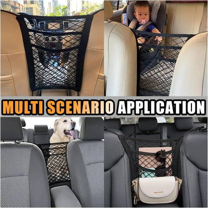Universal 2 Layer Car Seat Net Storage Mesh Organizer Stretchy Fine Cargo Net Hook Pouch Holder