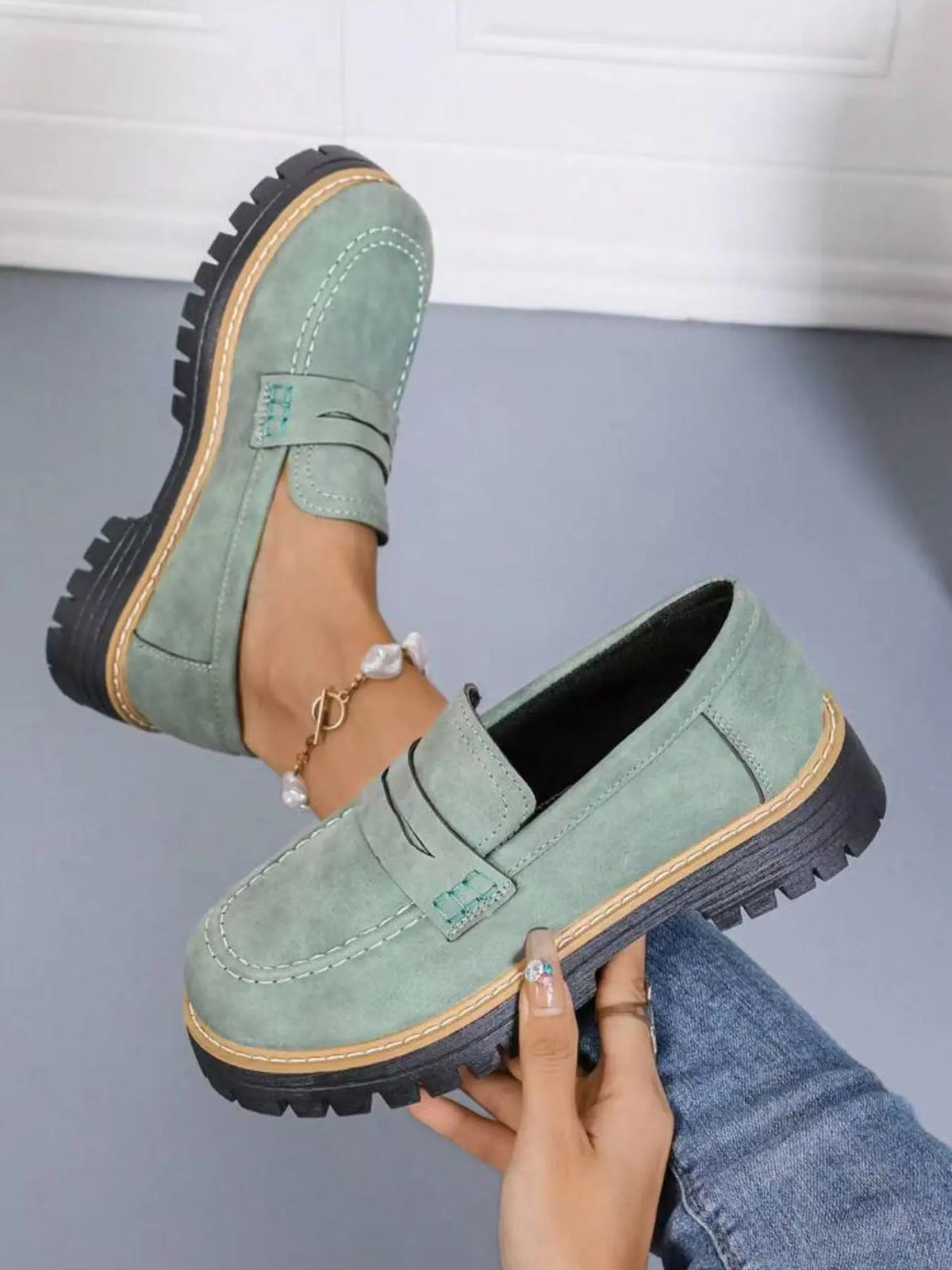 Women's Loafers – Western, Chunky Sole, Slip-On