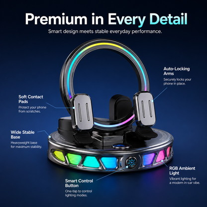 RGB Smart Auto-Clamping Dashboard Car Phone Mount