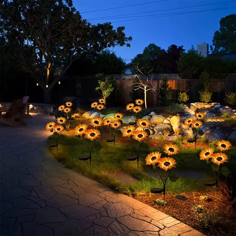 Solar LED Sunflower Garden Lights, Realistic Night Glow for Yard, Lawn, Patio and Porch Decoration, Waterproof IP65