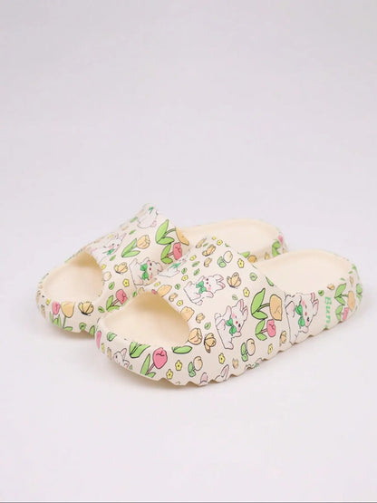Women's Cartoon Print EVA Slippers – Round Toe