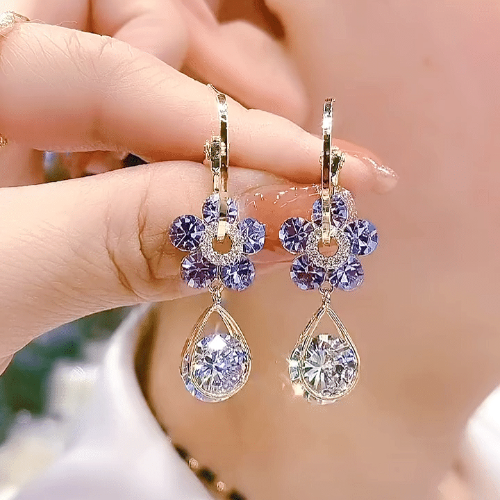 Floral Crystal Drop Earrings
