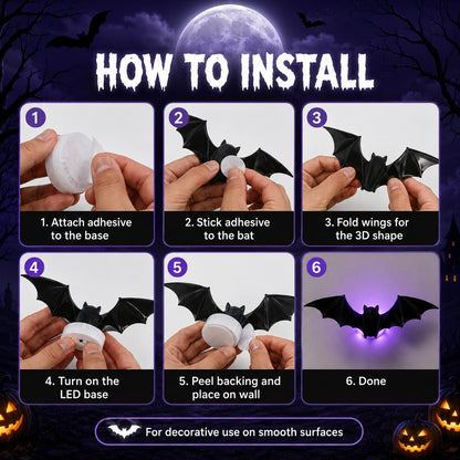 Ready for Halloween? LED Glowing Bat Wall Lights for Spooky Day