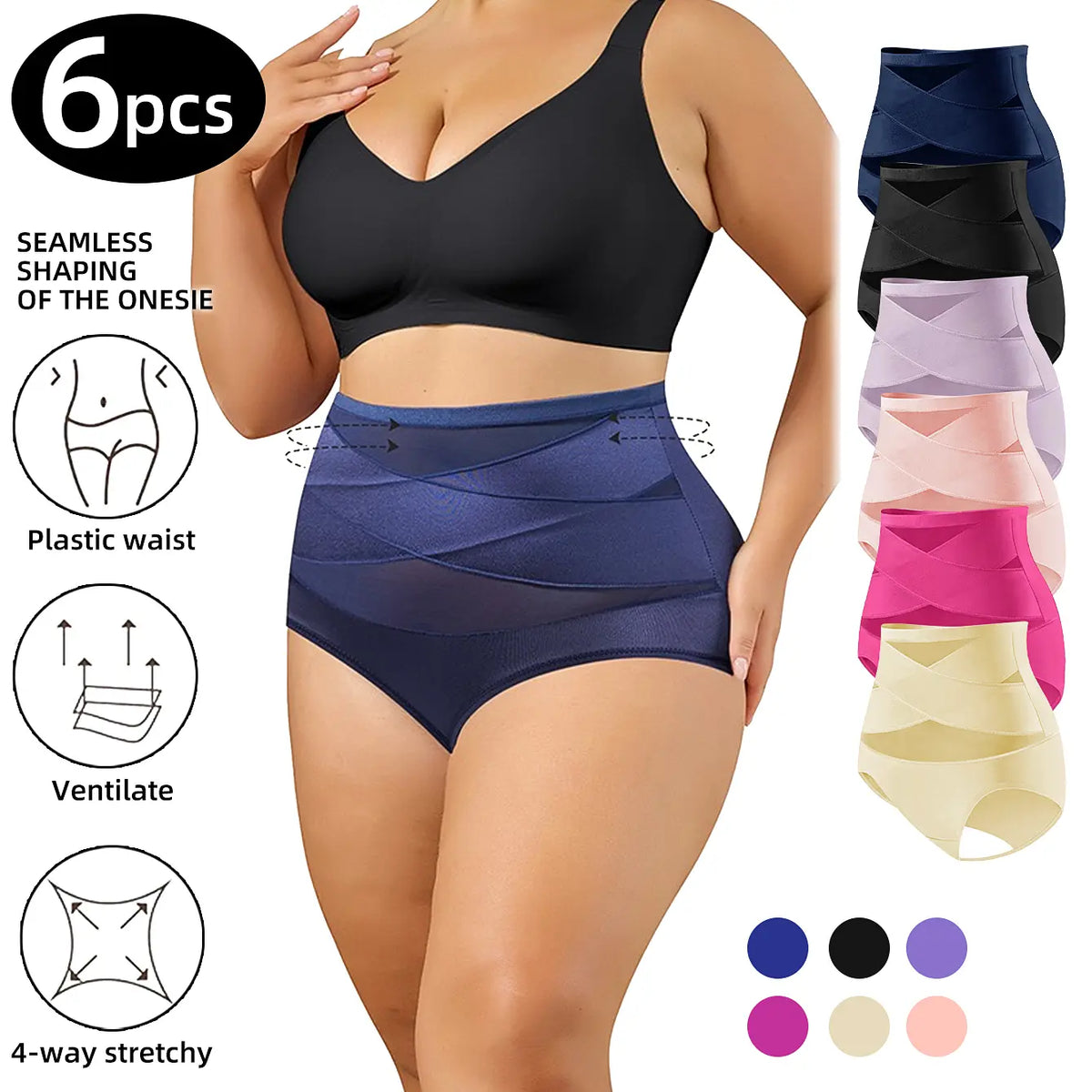 Women's Sheer High Waist Shaping Underwear, Sexy Mesh Shapewear Panty