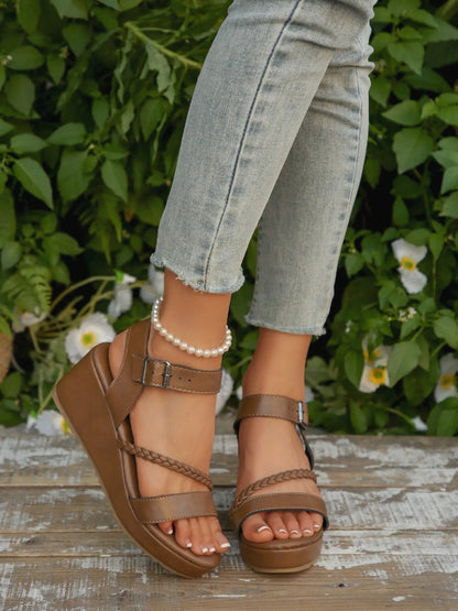 Women's Woven Wedge Sandals – Adjustable Strap