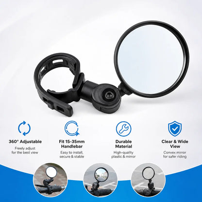 2 Counts, Bicycle Handlebar Convex Rearview Mirror