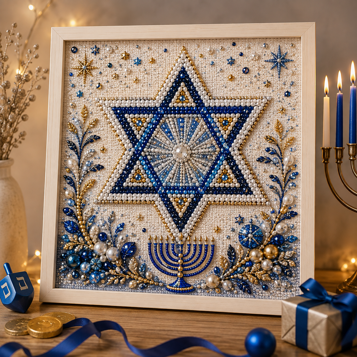 DIY Hanukkah Pearl Art Kit | 8 Festive Designs