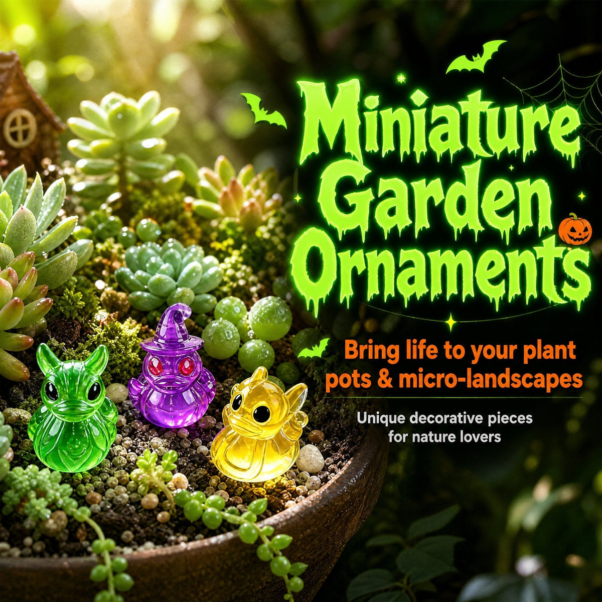 Glow-In-The-Dark Mini Halloween Duck Set - Luminous Resin Figurines & Spooky Statues for Desk & Micro-Landscapes