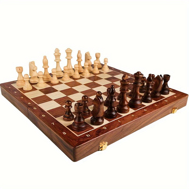 Wooden Chess Game | Foldable Walnut Board & Carved Pieces