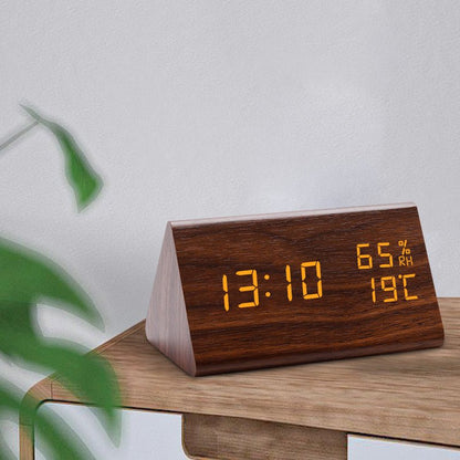Wooden Digital Clock with Temp & Light Control