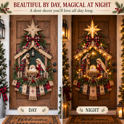Last Day 50% OFF – DIY Lighted Christmas Nativity Scene Door Hanging Kit