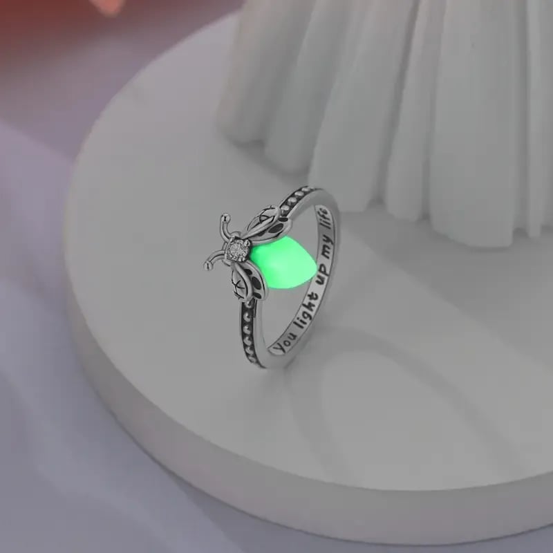 Firefly Glow Ring S925 Silver – Luminous Nature-Inspired Zircon Ring for Women | Cute Night Glow Jewelry Gift for Her