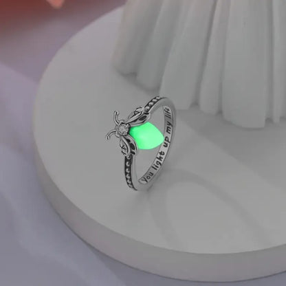 Firefly Glow Ring S925 Silver – Luminous Nature-Inspired Zircon Ring for Women | Cute Night Glow Jewelry Gift for Her