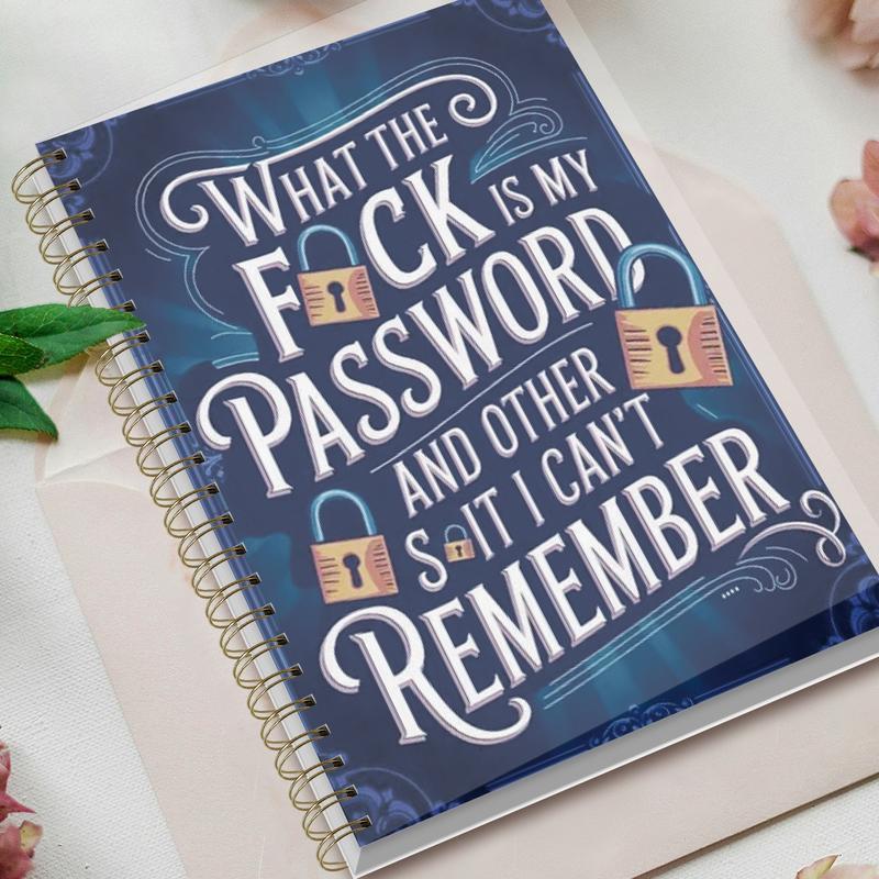 Funny Password Notebook - Spiral Bound with Lock Icons