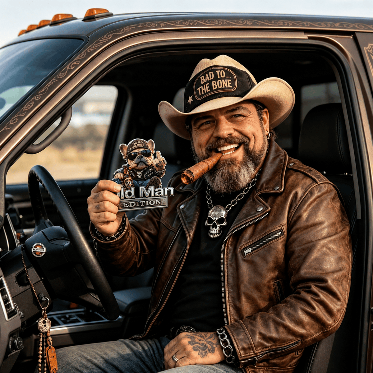 Funny Old Man Edition Vehicle Badge — 3D Chrome Metal Emblem, Perfect Father's Day & Birthday Gift for Dad, Grandpa, Husband, Truck & SUV Owners