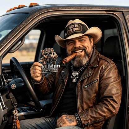 Funny Old Man Edition Vehicle Badge — 3D Chrome Metal Emblem, Perfect Father's Day & Birthday Gift for Dad, Grandpa, Husband, Truck & SUV Owners