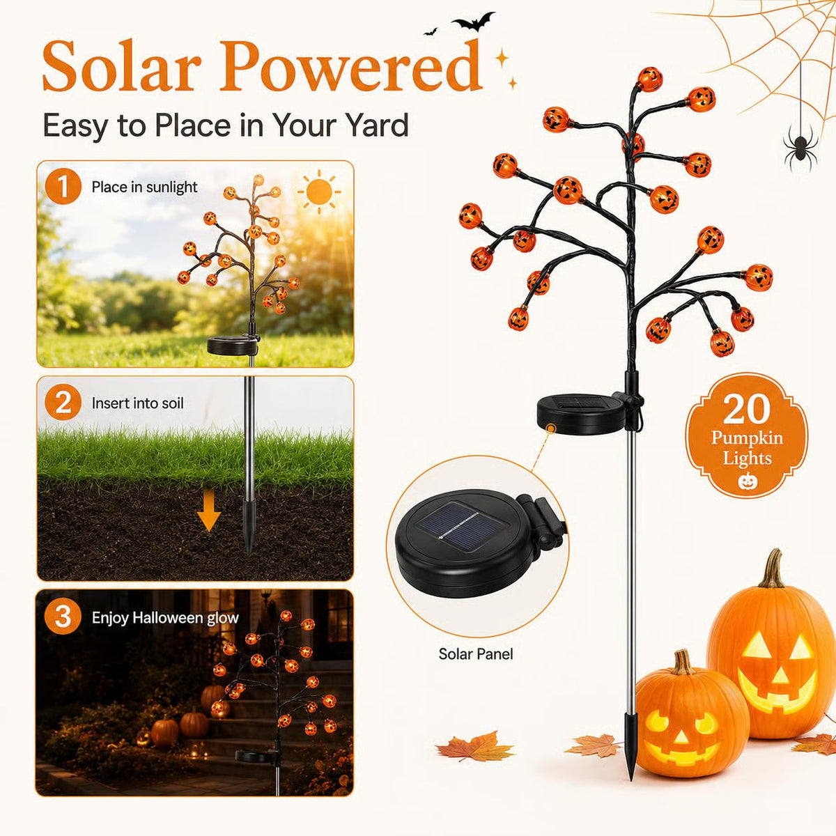 Early Halloween Sale Solar Pumpkin Stake Lights