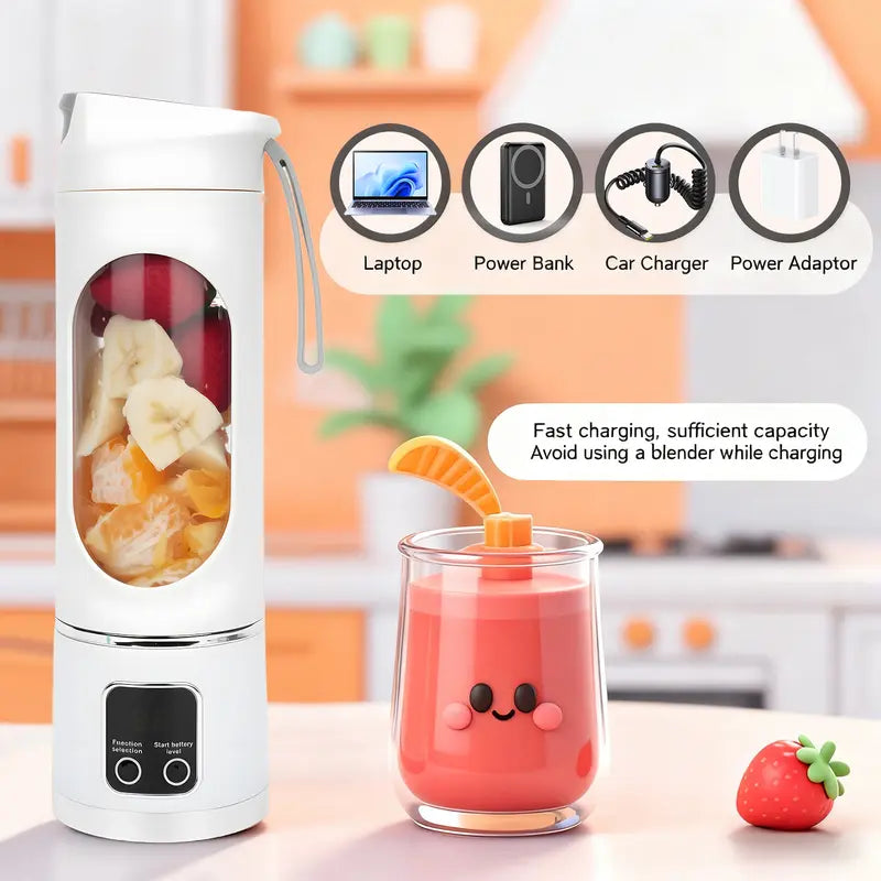 Portable 15.22 Oz USB Rechargeable Personal Blender with LED Display