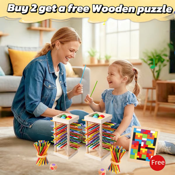 Wooden Stick Game, Colorful Educational Toy for Cognitive Development & Focus Training, Includes Mixed Colors Sticks and one-level Puzzle