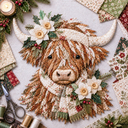 Birth Flower Highland Cow 3D Layered Fabric Art DIY Kit (Beginner-friendly) Buy 2 Free Shipping