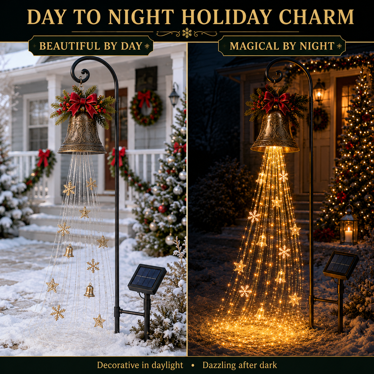 Christmas Bell Cascade Solar Yard Light