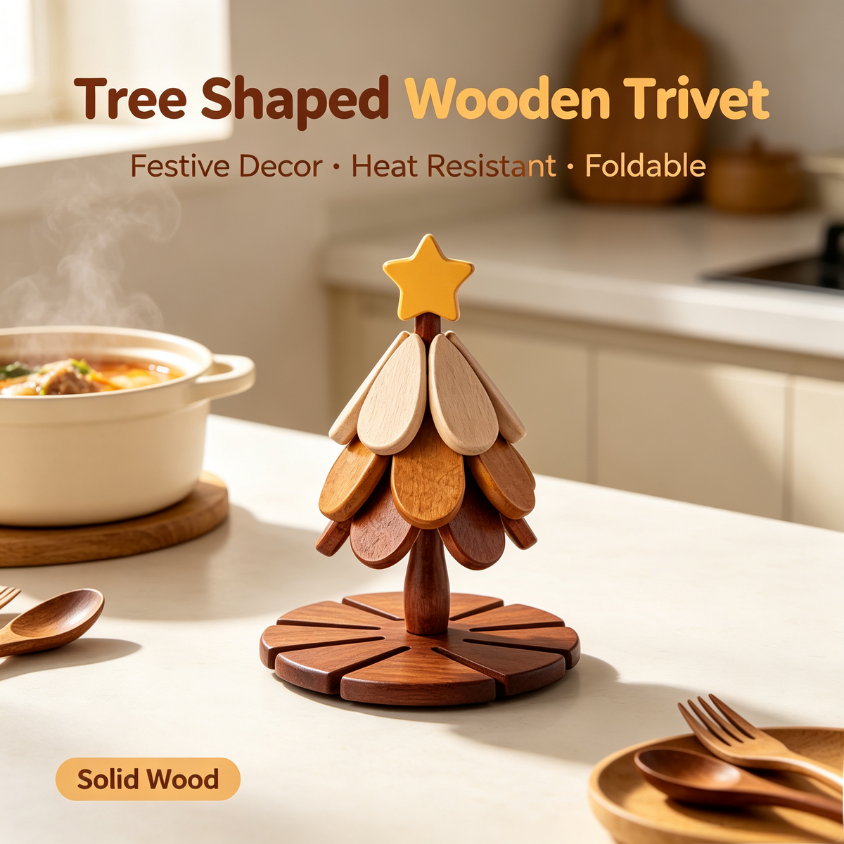 Wooden One Tree Solid Wood Coaster, Desktop Insulation Cup Mat