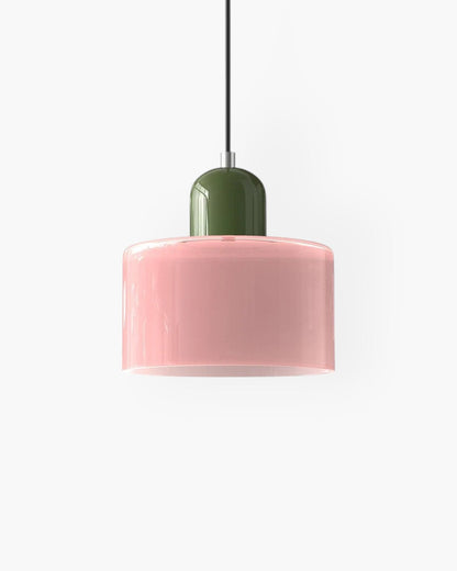 Sculptural Pendant Light Fixture with Soft Glass Shade