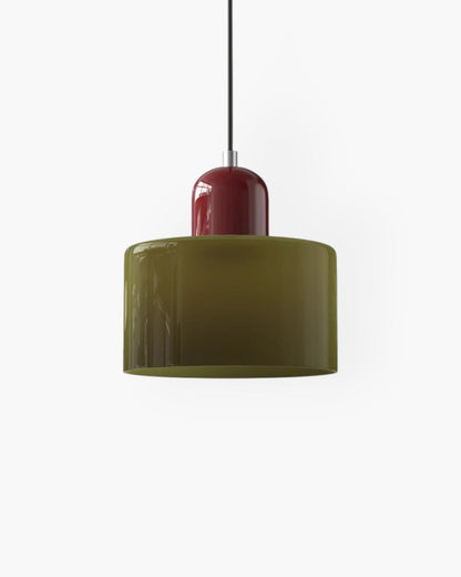 Sculptural Pendant Light Fixture with Soft Glass Shade