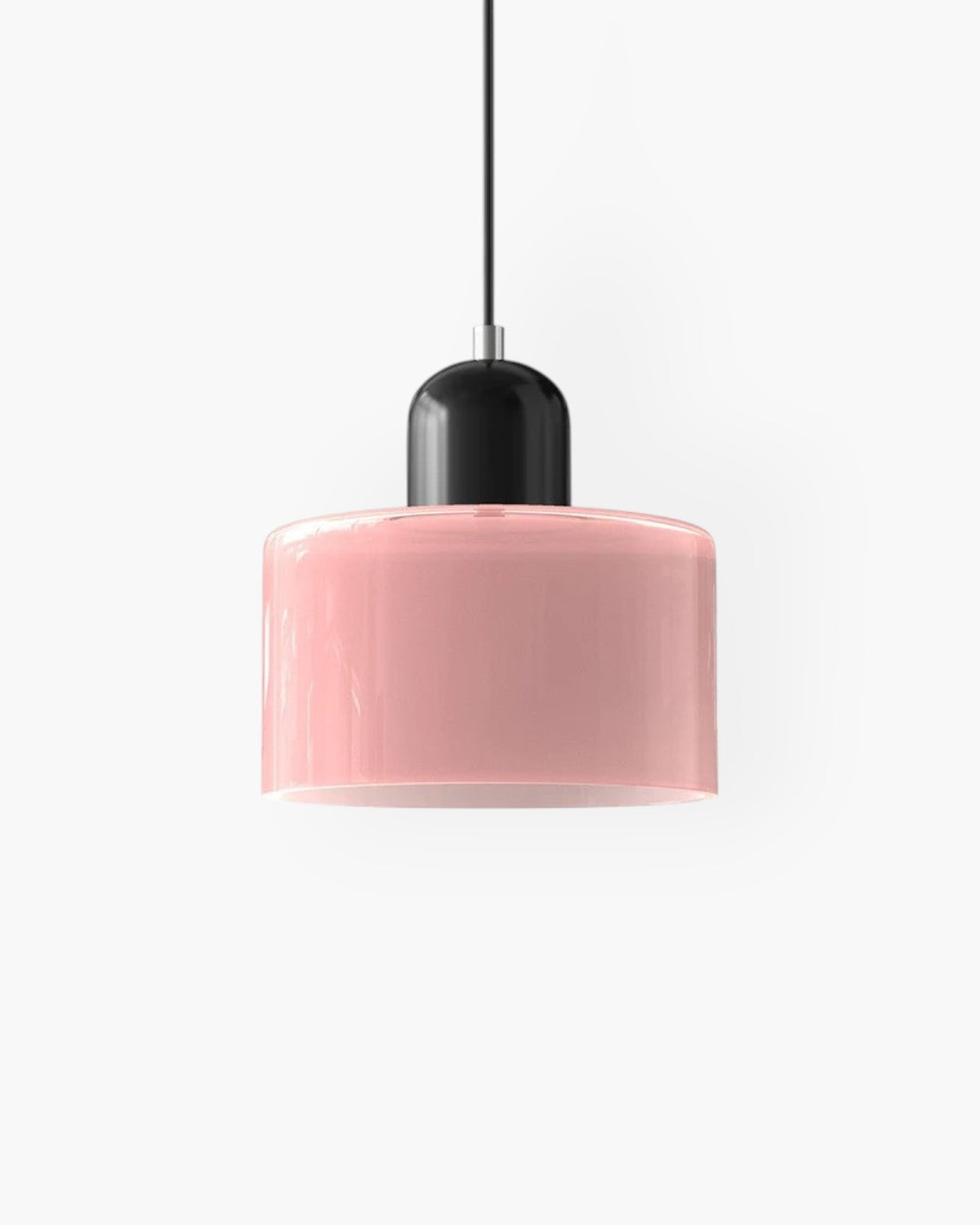 Sculptural Pendant Light Fixture with Soft Glass Shade