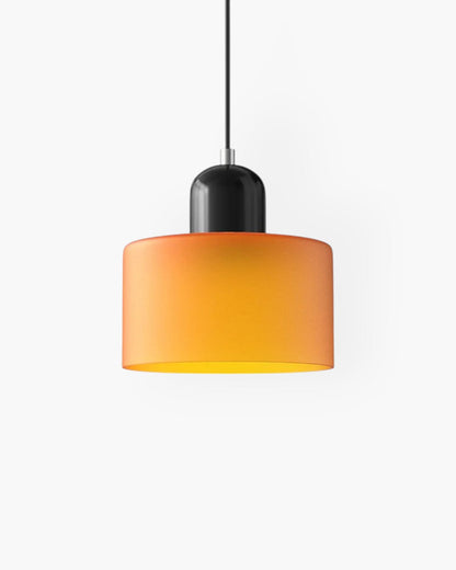 Sculptural Pendant Light Fixture with Soft Glass Shade