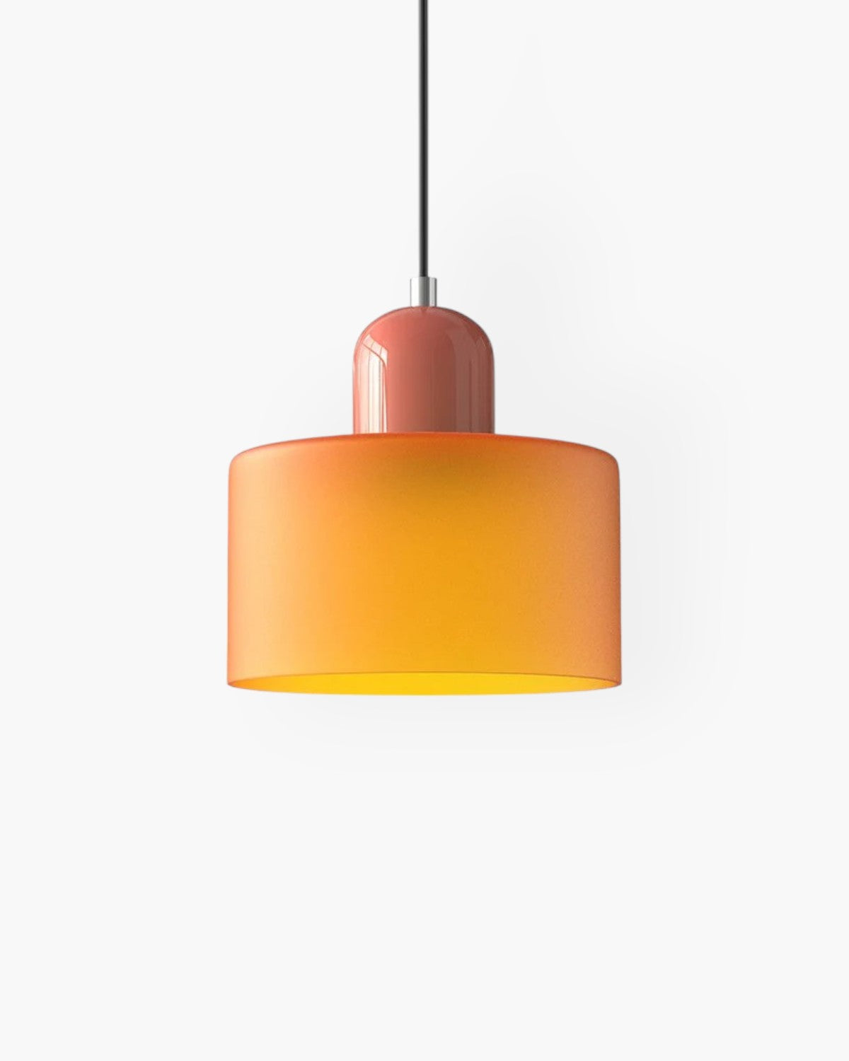 Sculptural Pendant Light Fixture with Soft Glass Shade