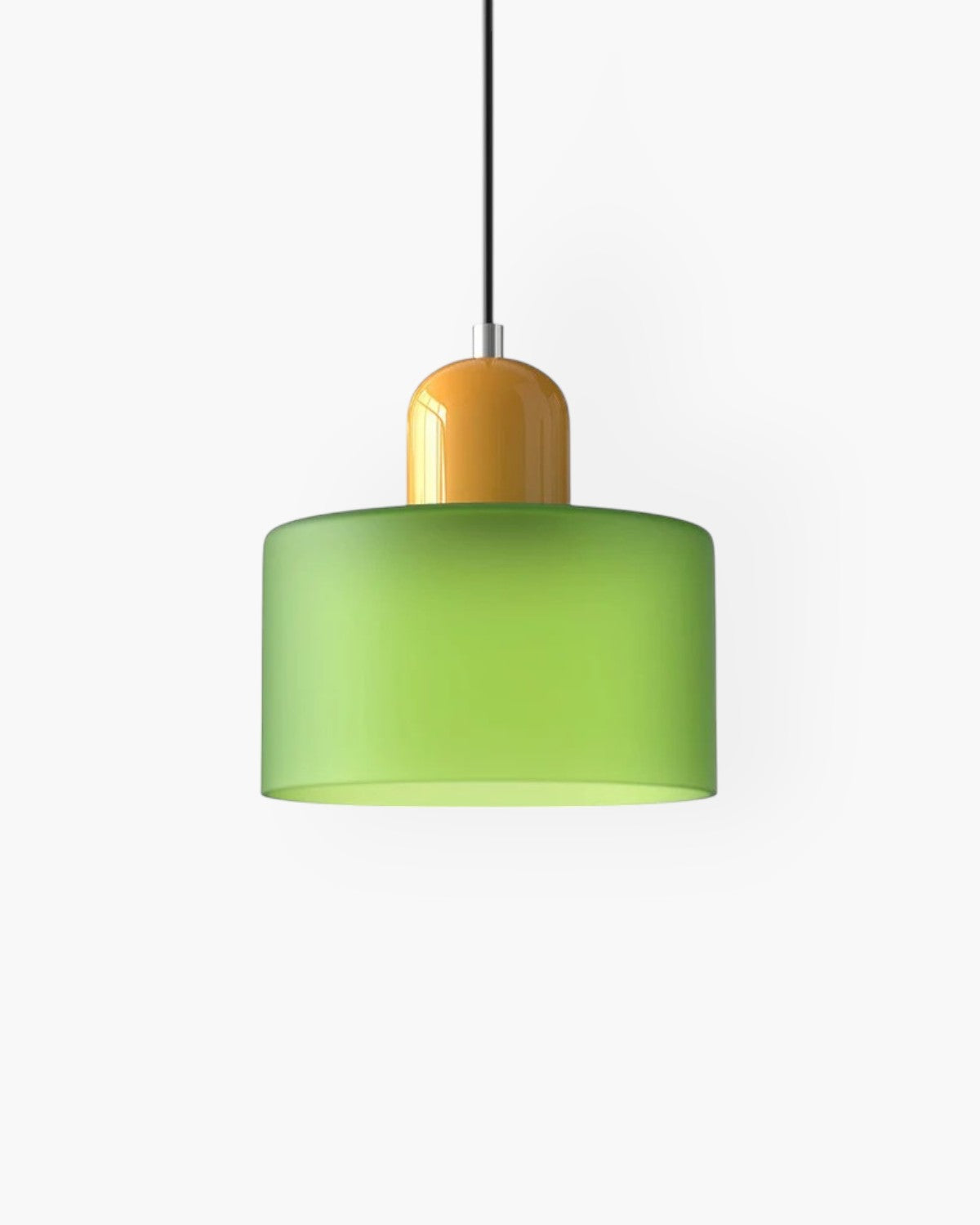 Sculptural Pendant Light Fixture with Soft Glass Shade