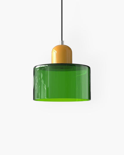 Sculptural Pendant Light Fixture with Soft Glass Shade