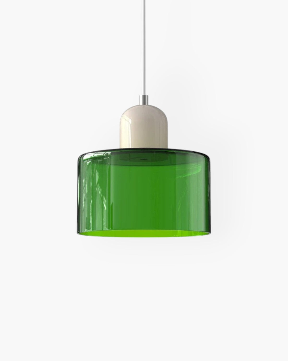Sculptural Pendant Light Fixture with Soft Glass Shade