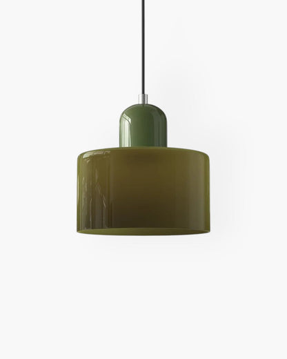 Sculptural Pendant Light Fixture with Soft Glass Shade