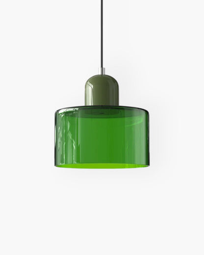 Sculptural Pendant Light Fixture with Soft Glass Shade