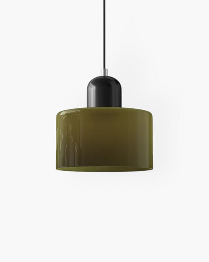 Sculptural Pendant Light Fixture with Soft Glass Shade