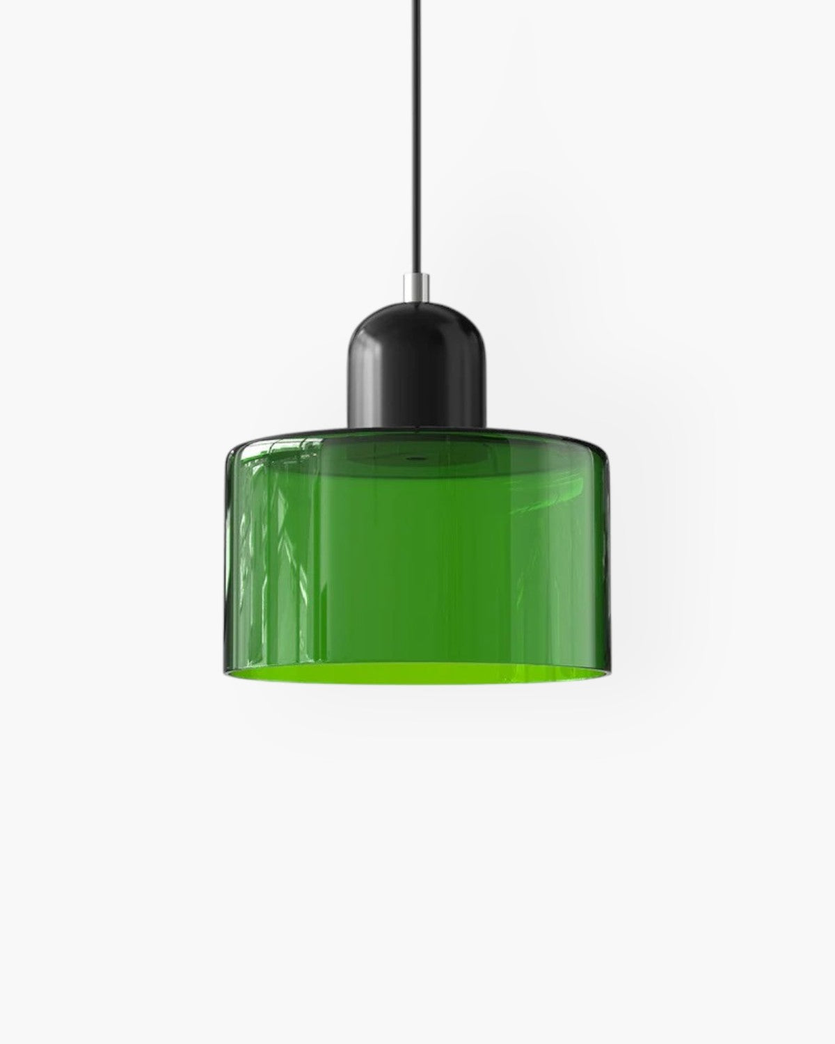 Sculptural Pendant Light Fixture with Soft Glass Shade