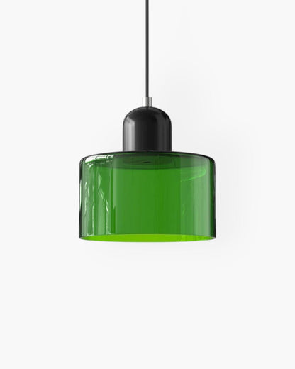 Sculptural Pendant Light Fixture with Soft Glass Shade