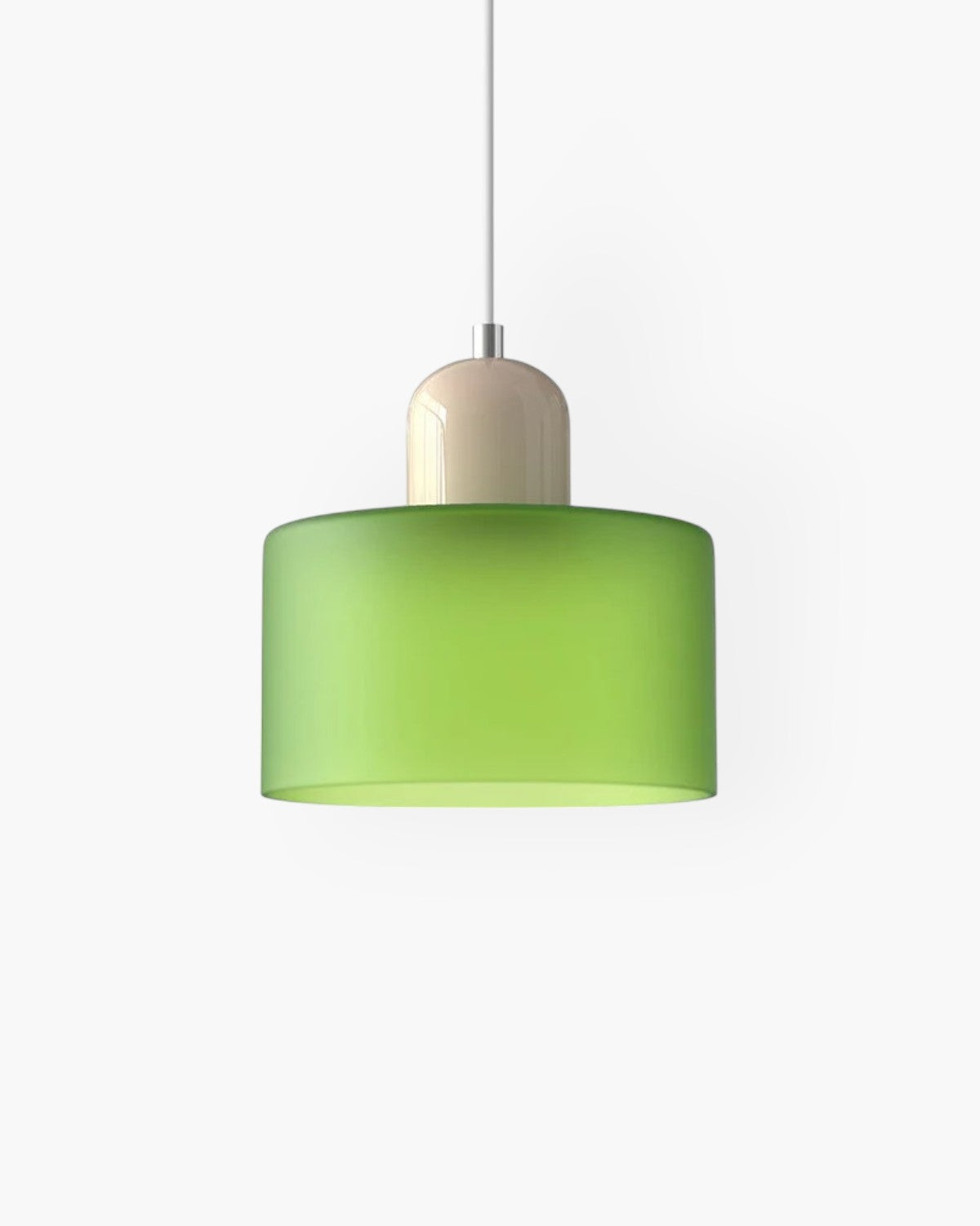 Sculptural Pendant Light Fixture with Soft Glass Shade